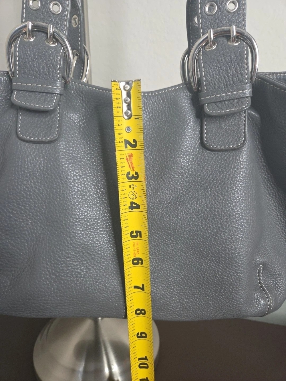 Tignanello Pebbled Leather Shoulder Tote in Slate Blue - Picture 16 of 16